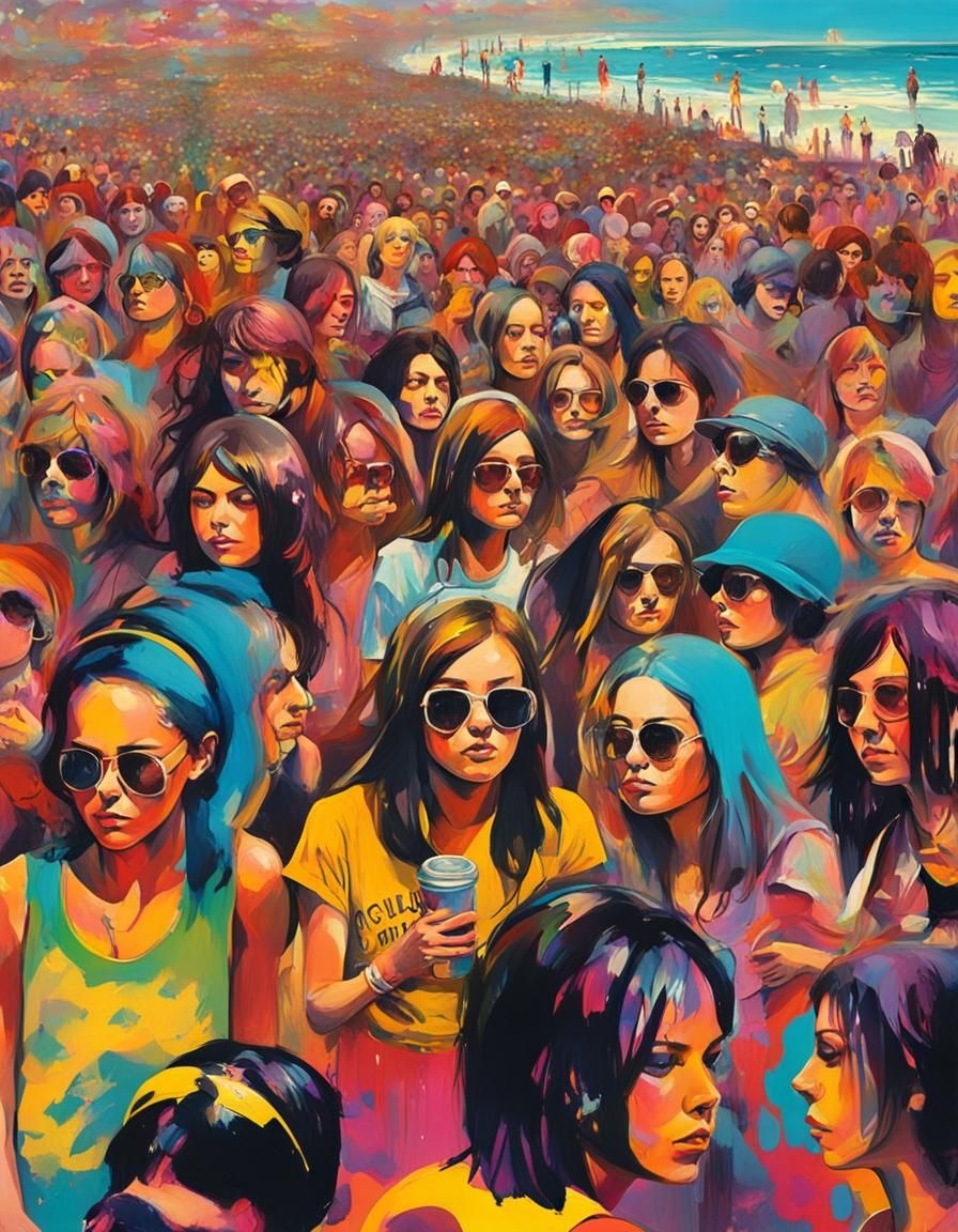 Beach Concert in Graffiti Art Style