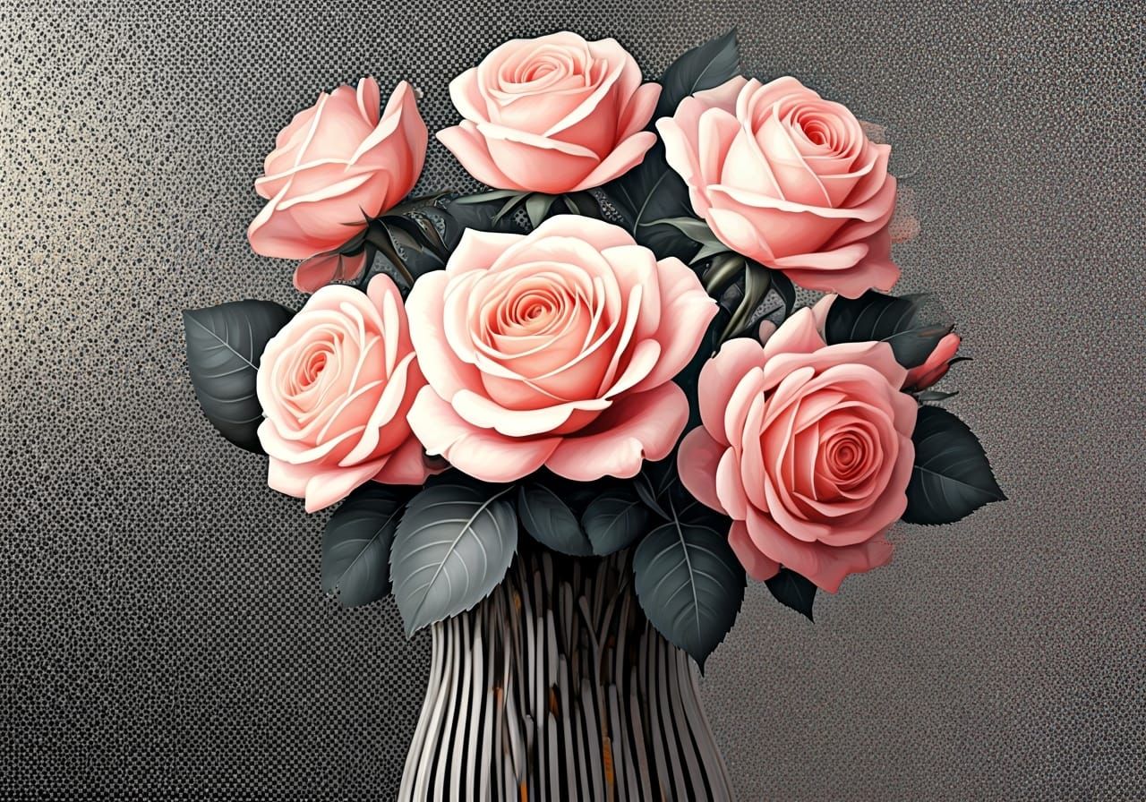 Vibrant Abstract Roses Bouquet in Mondrian Style