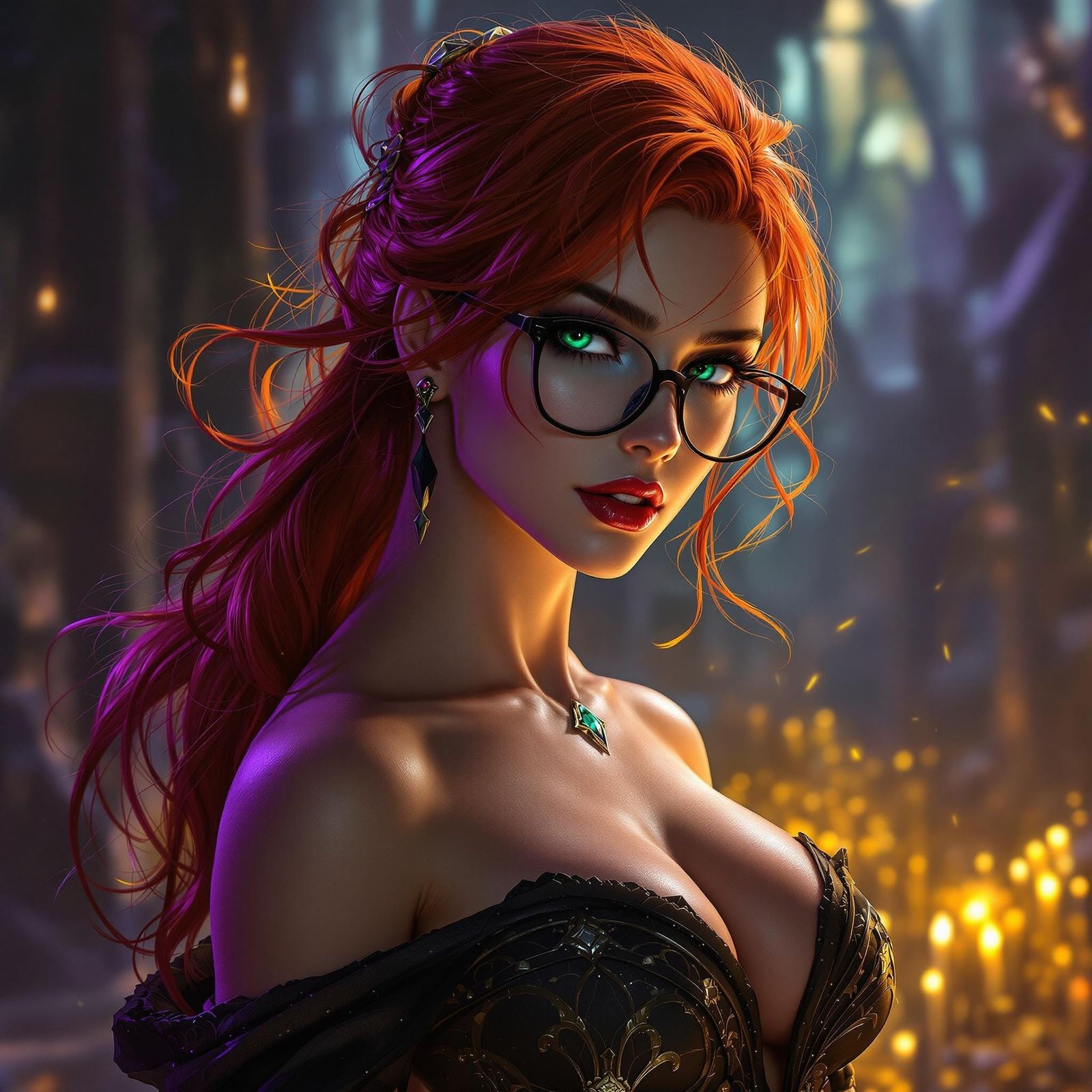 Red Haired Woman in Dark Fantasy Style