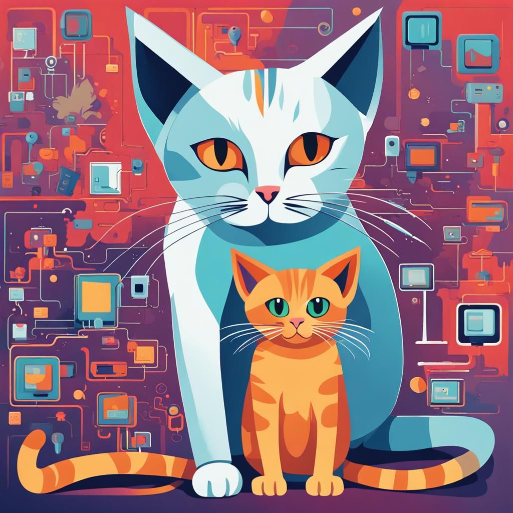 Tech-Savvy Kittens Create Communication App in Abstract Art
