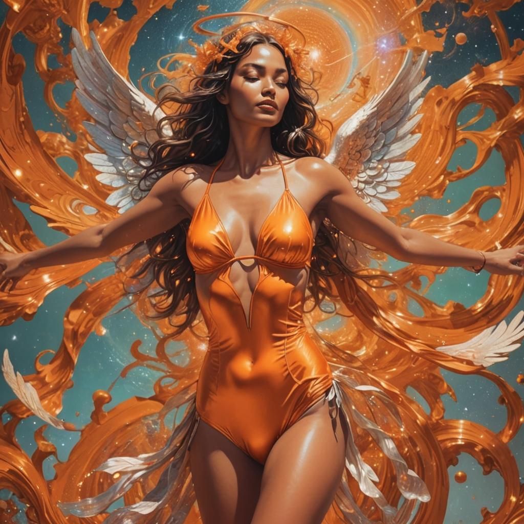 Beautiful Angel Radiating Good Vibrations: Astral Illustrati...