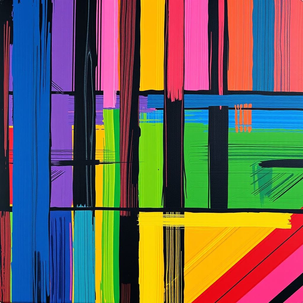 Vibrant, Dynamic Abstract Art Piece in Op Art Style