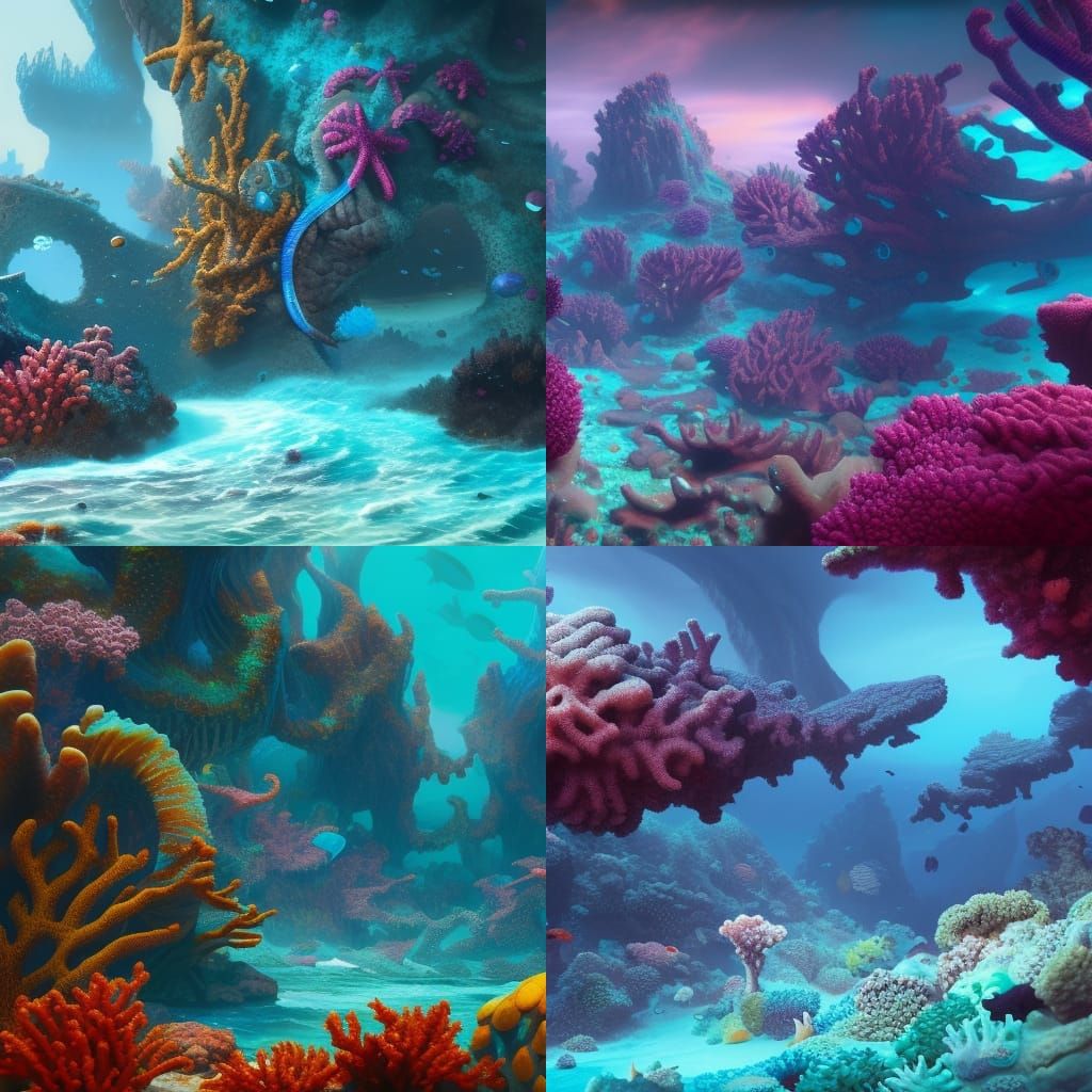 Lush Ocean Coral Reef in Detailed Matte Painting
