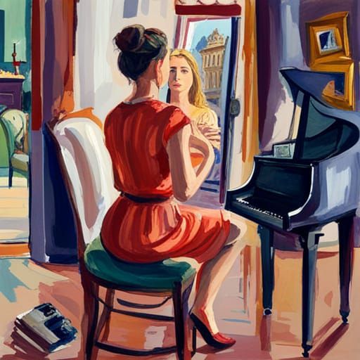 Fading Reflection: Gouache and Watercolor Impression