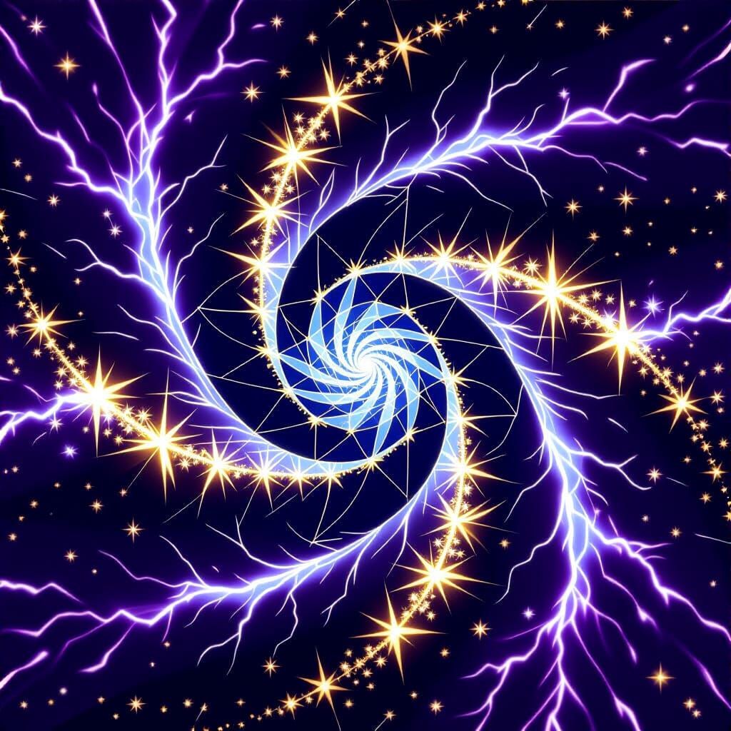 Fractal Geometry Vortex With Particles and Stardust