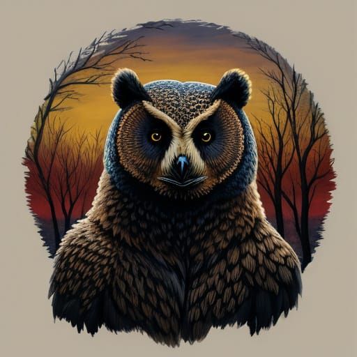 A Bizarre Hybrid Bear-Owl Creature