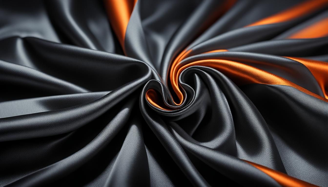 Luxurious Silky Fabric with Orange Highlights