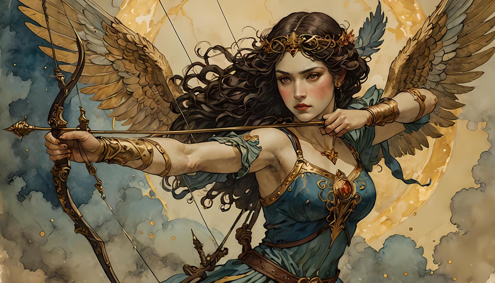 Fallen Angel Archer in Divine Edmund Dulac Style