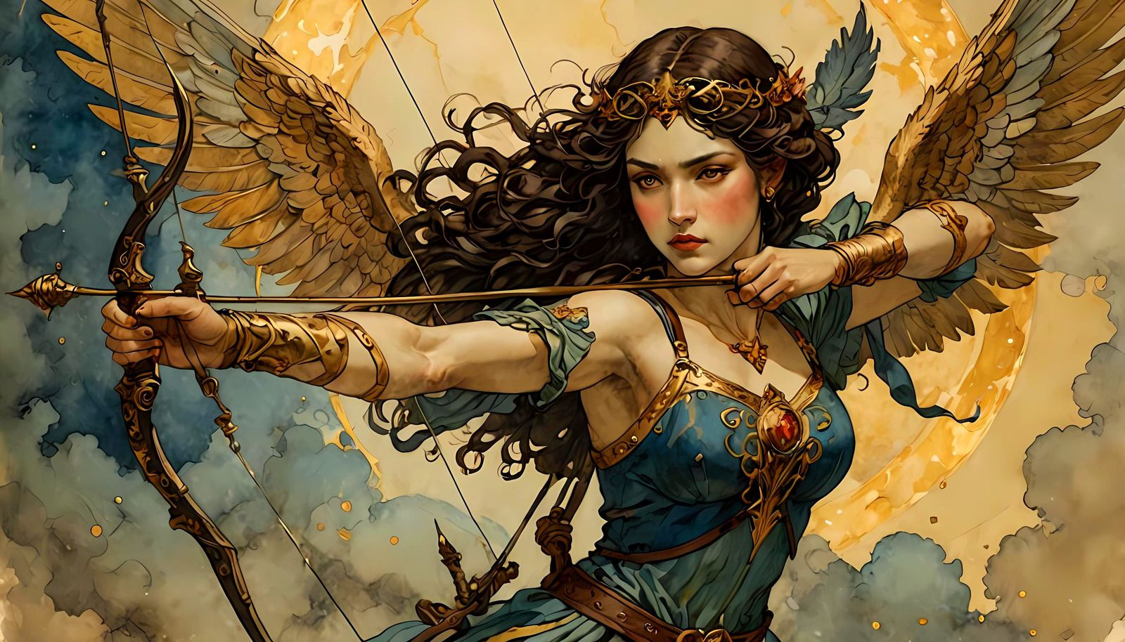 Fallen Angel Archer in Divine Edmund Dulac Style