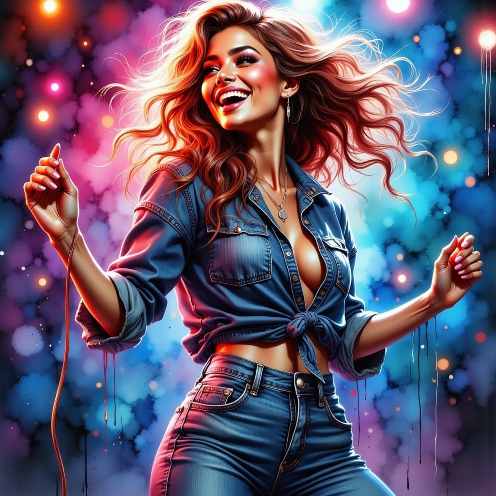 Radiant Singer: Watercolor and Alcohol Ink Masterpiece