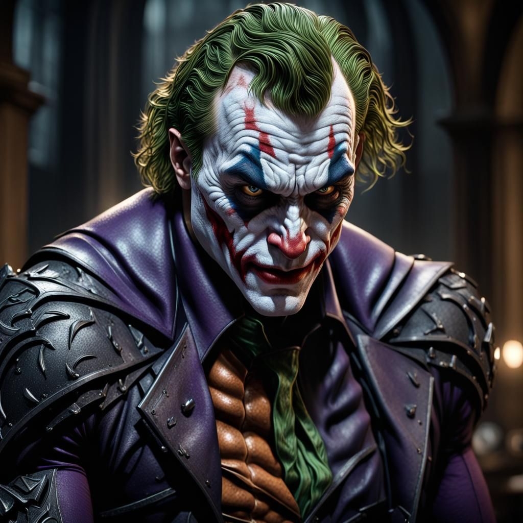 Dark Knight Joker with Tattoos: Hyper-Detailed UHD Image