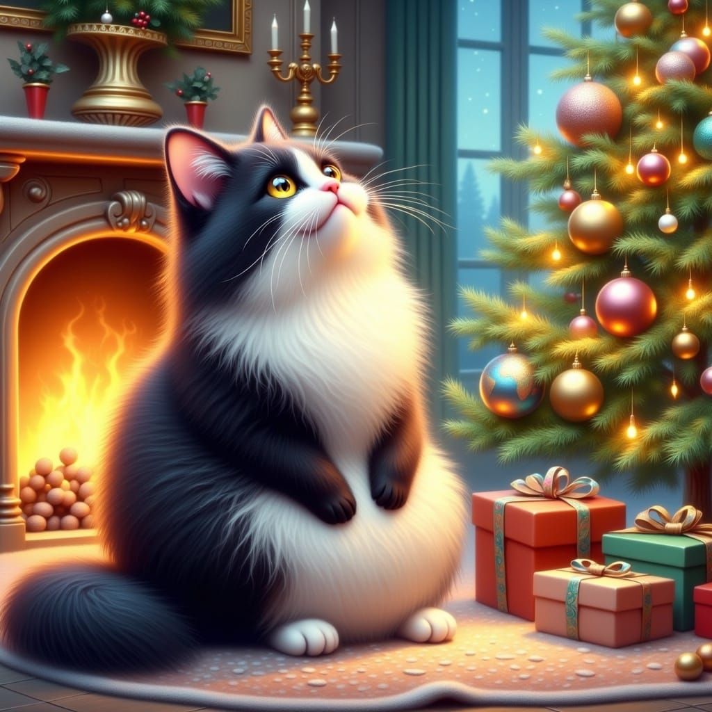 Marshmallowpunk Christmas Tree Marvels Majestic Tuxedo Cat