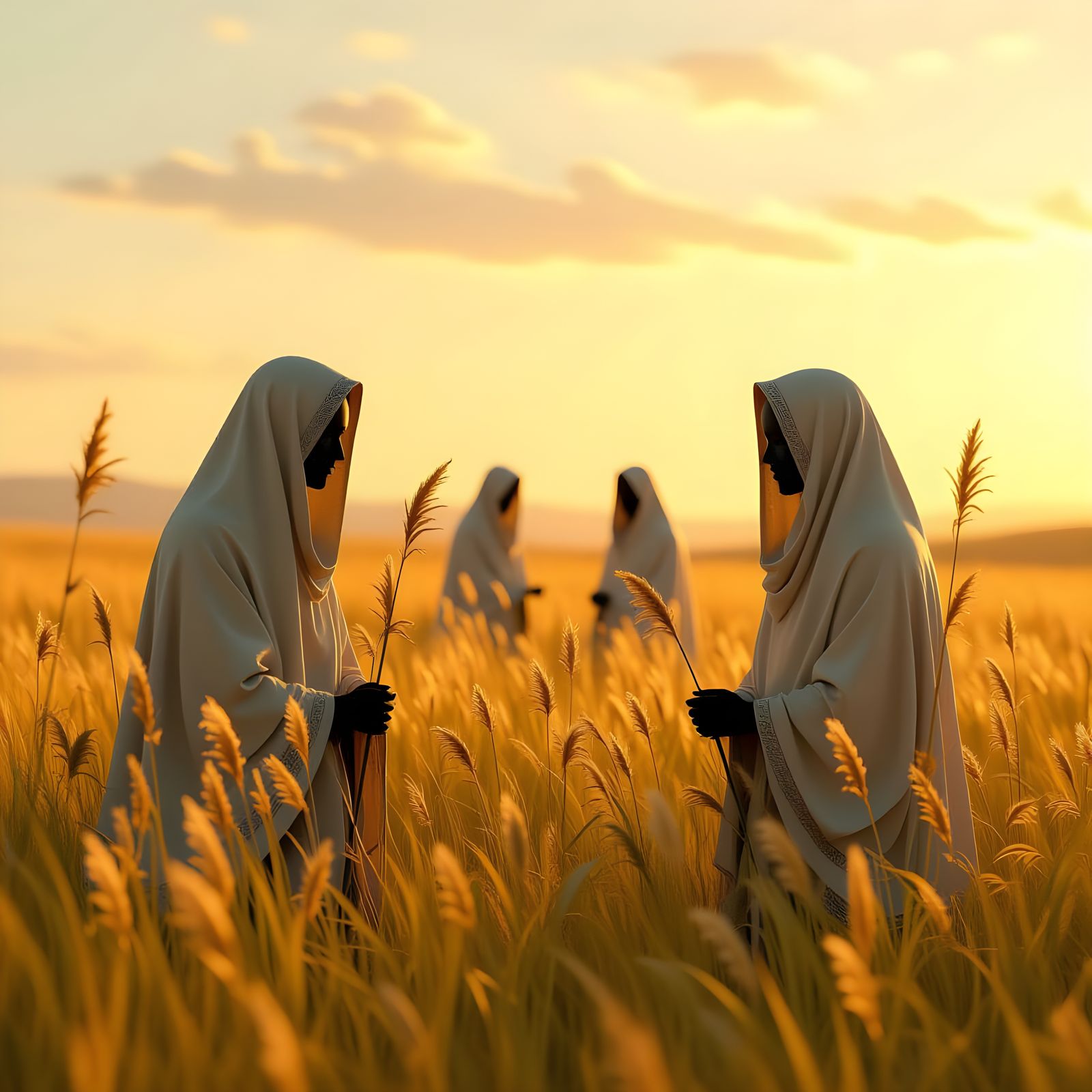 Whispering Savannah: Ancestral Faces in Golden Grass