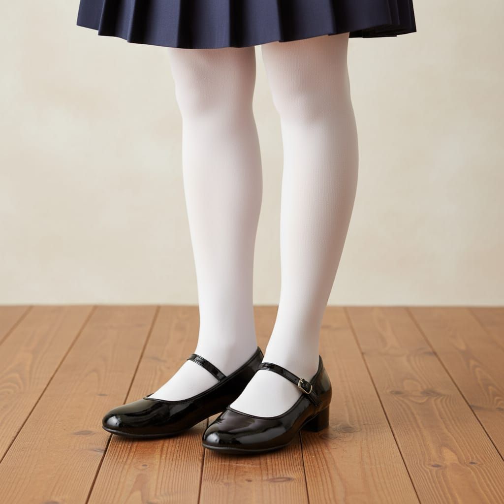 Classic Mary Jane Shoes with White Tights