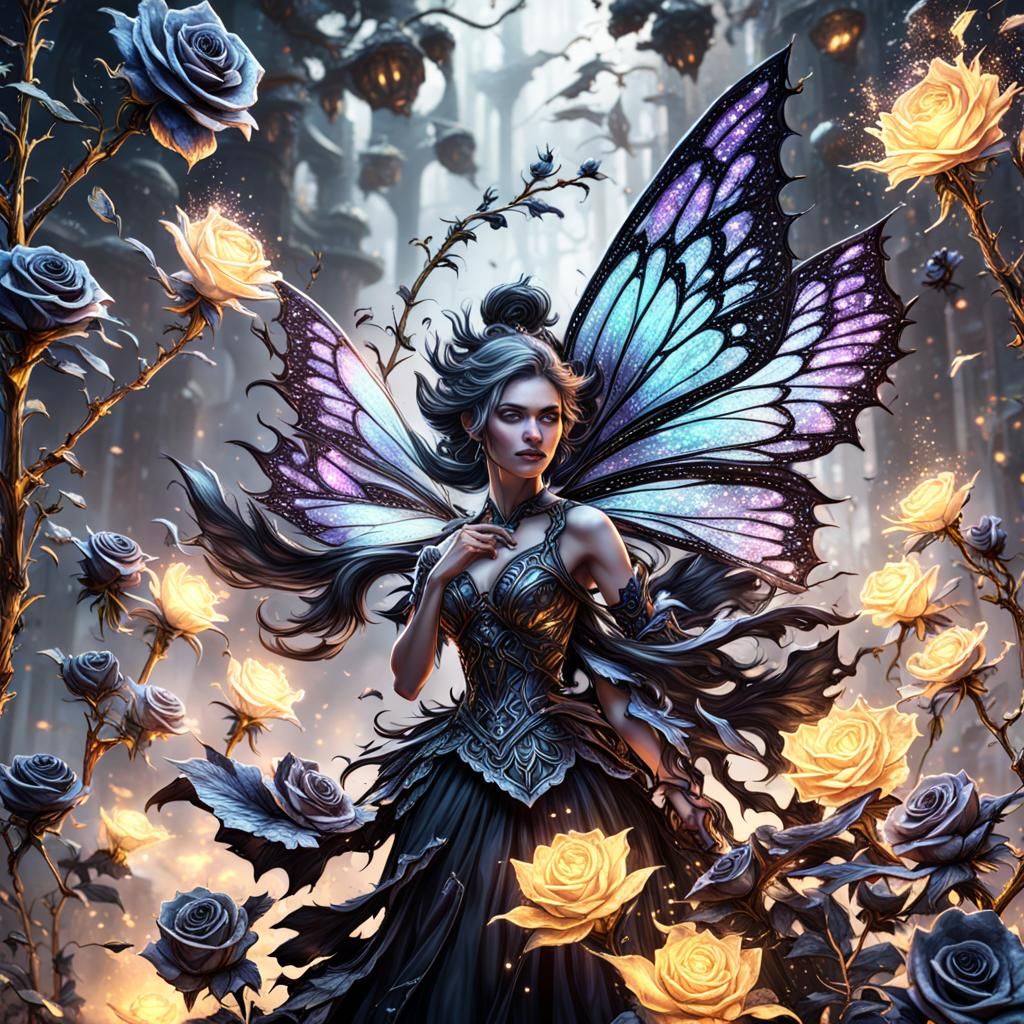 Enchanting Fairy Creates Black Roses