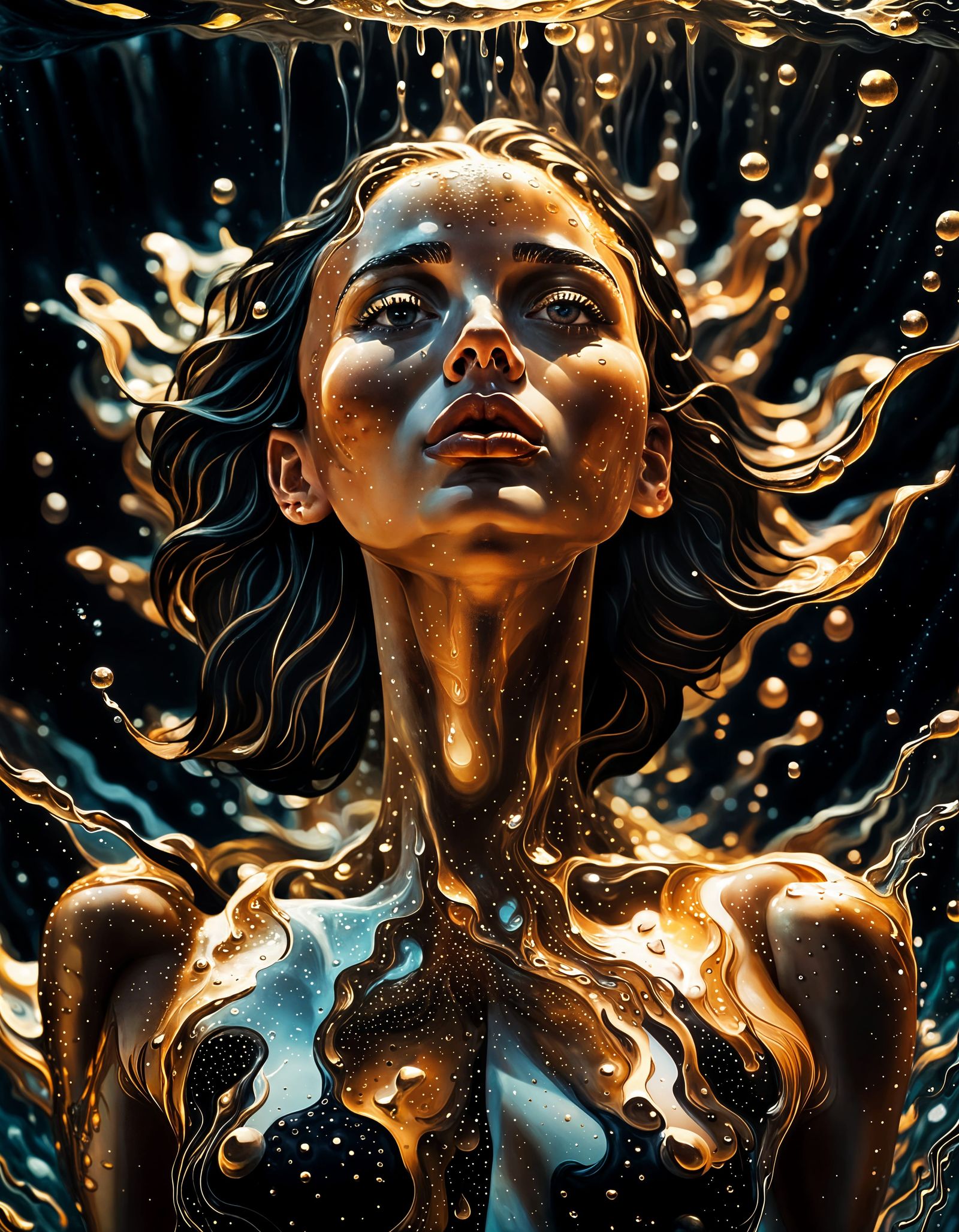 Fairytale Woman Emerges from Liquid Pool