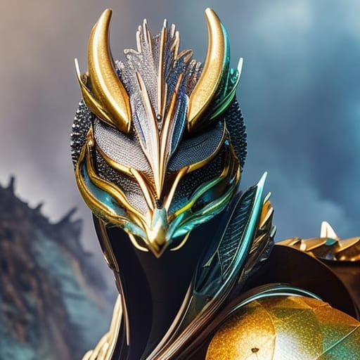 Chrome Dragon Pencil Sketch in Volcanic Landscape