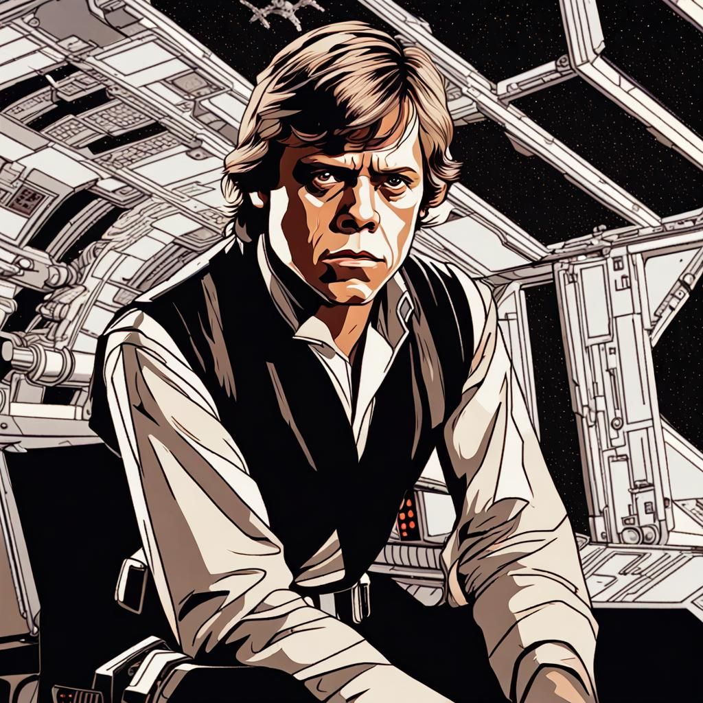 Luke Skywalker Film Still in Star Wars Style