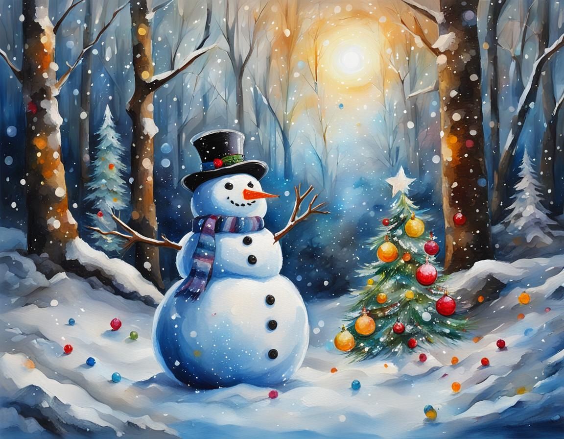 Joyful Snowman Rings in Winter's Finest Night
