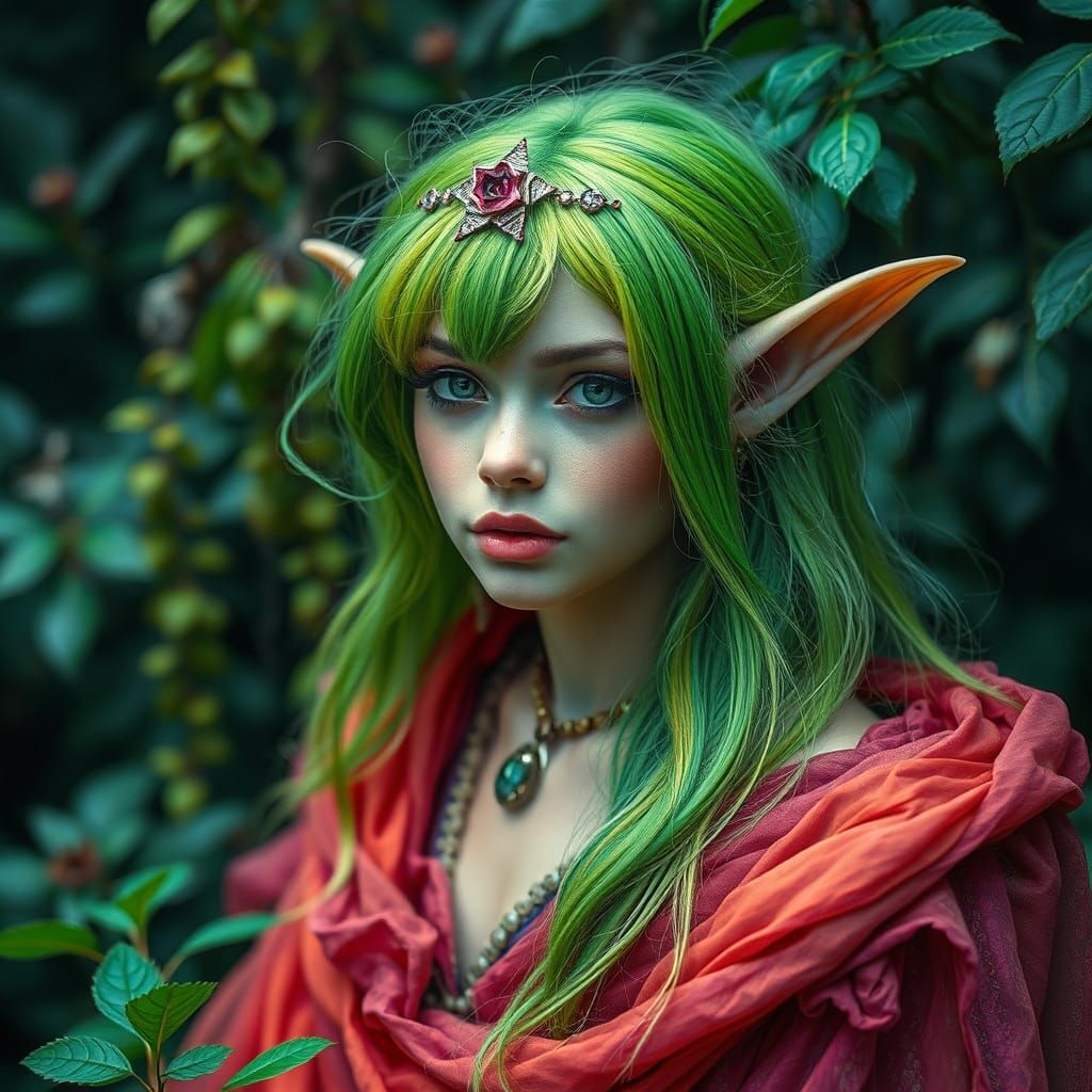 Hyperrealistic Elf-Fairy Hybrid in Mystical Setting