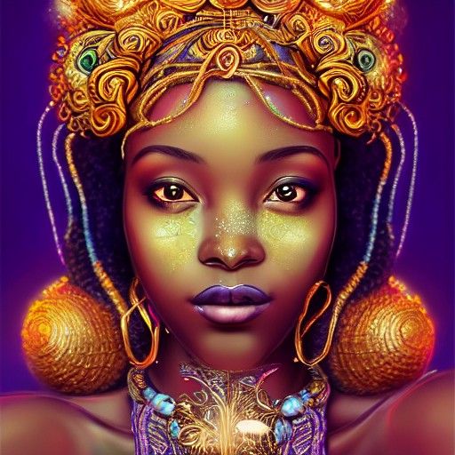 Goddess Oshun: Ethereal Beauty in Digital Painting