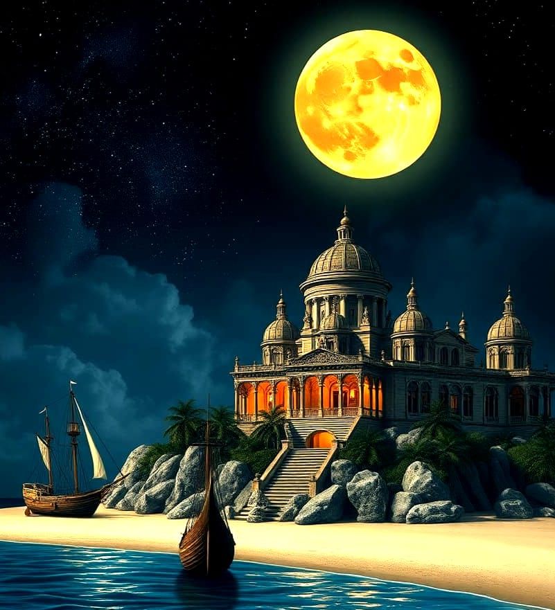 Baroque Mansion on Beach in Dali Style