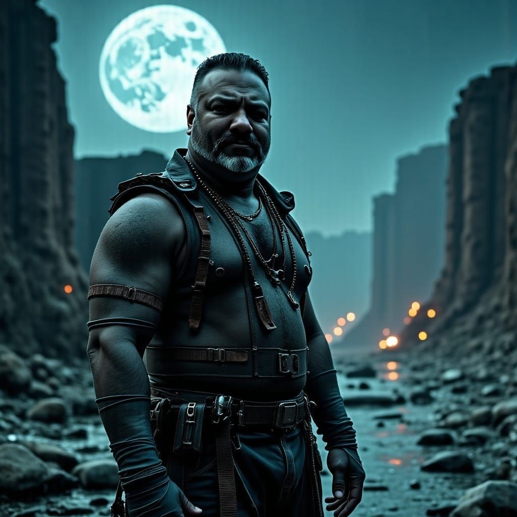 Bounty Hunter on Alien World in Hyperrealistic Style