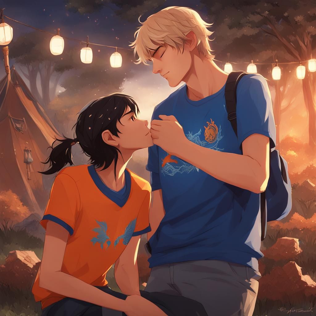 Percy Jackson and Annabeth Kiss: 3D Anime Art