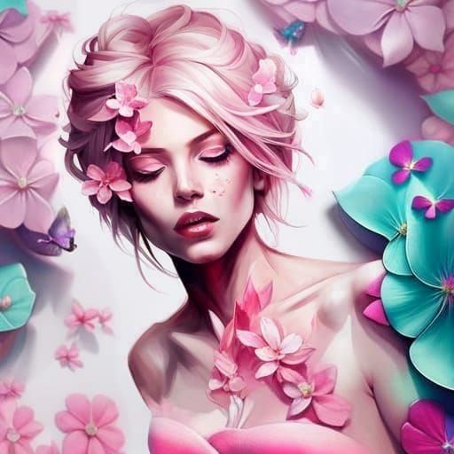 Cherry Blossom Woman Fantasy Art