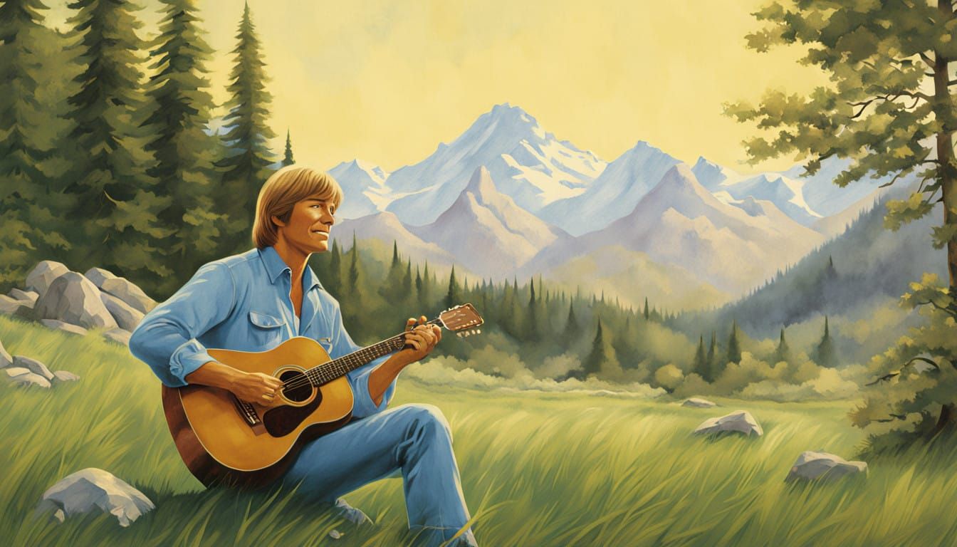 Folk Singer in a Vibrant Mountain Meadow