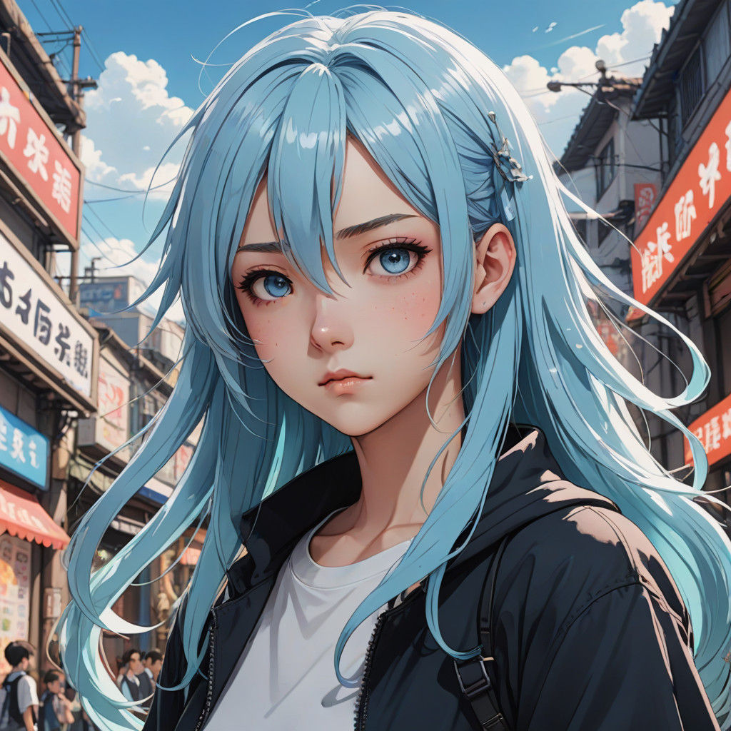 Anime-Inspired Portrait of a Tomboy Girl in Pastel Colors