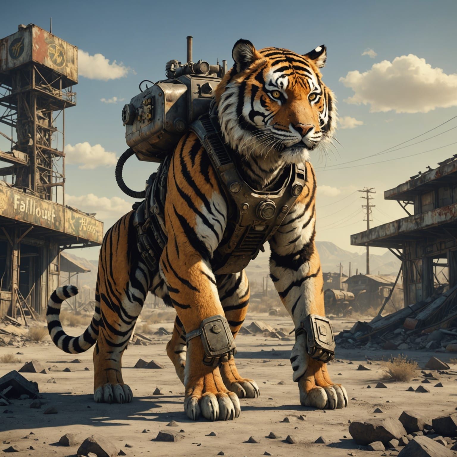 Fallout Style Tiger Roaming Wasteland