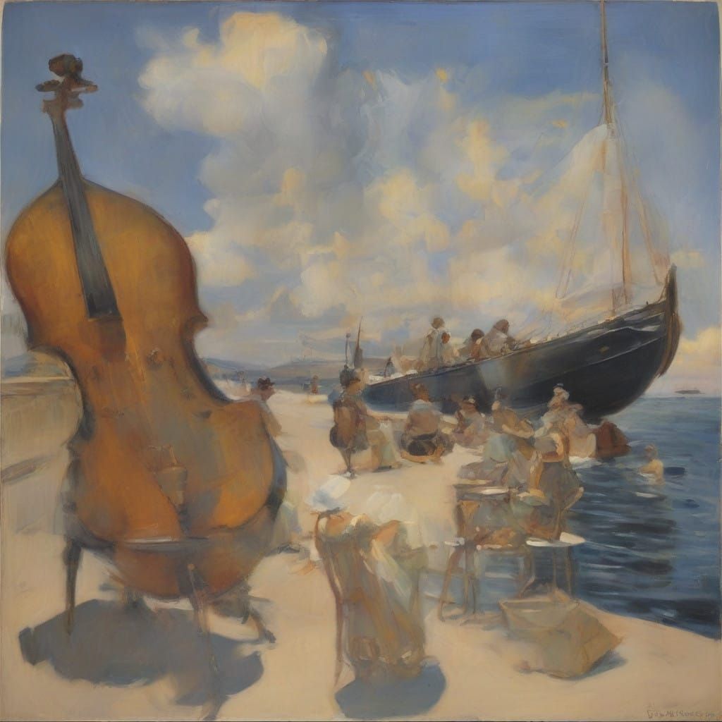 Ethereal Landscape with Crystal Ship Seaside Scene