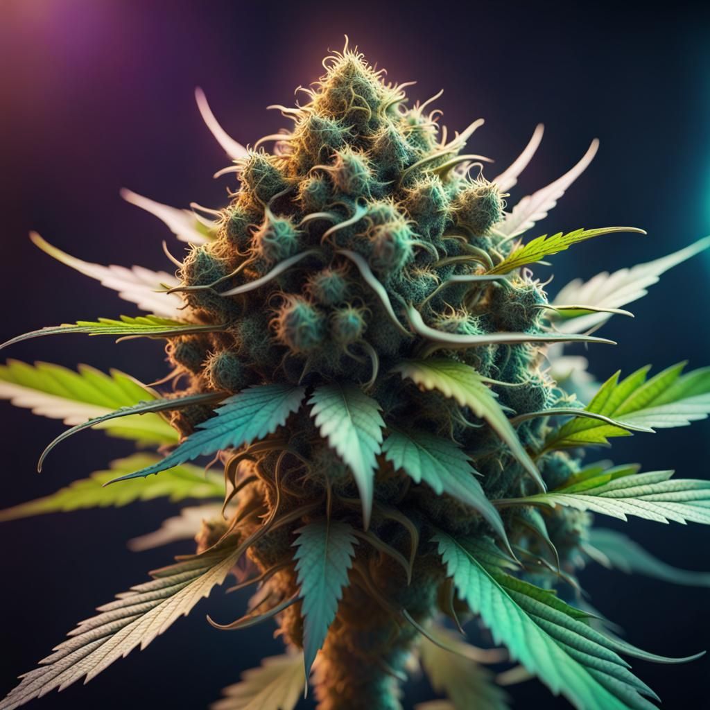Fantastical Dream Marijuana Bud in Detailed Matte Painting