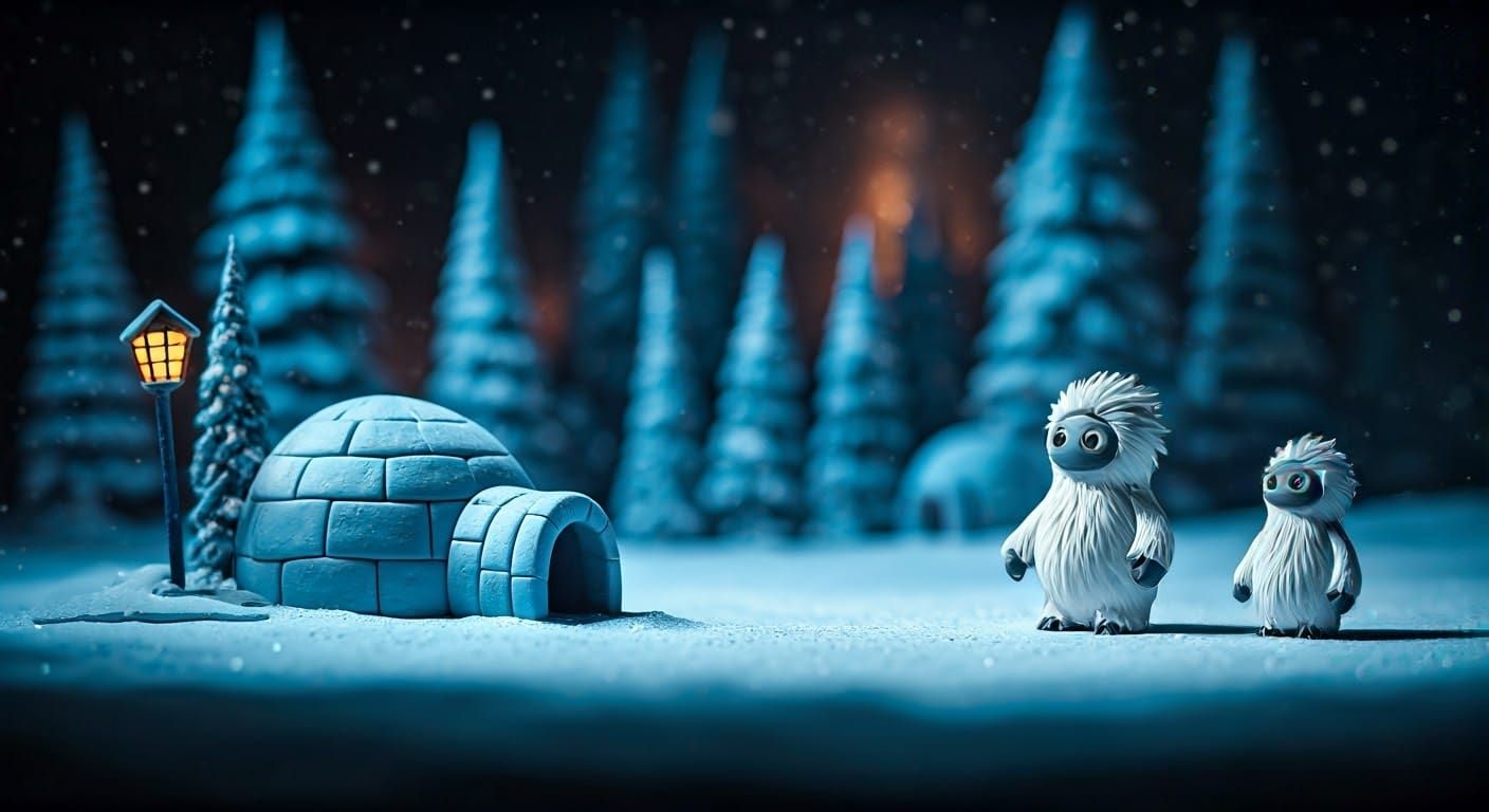 Cute Winter Wonderland in Claymation Style
