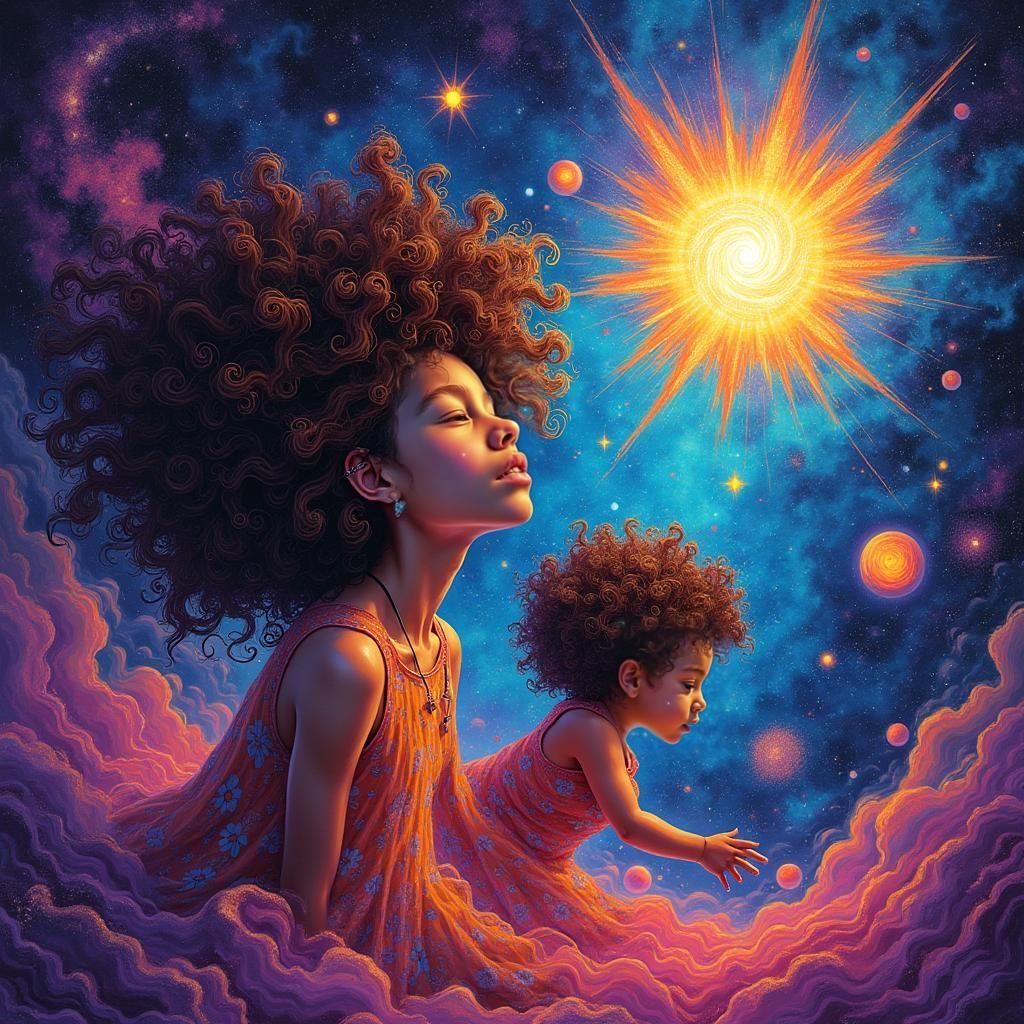 Holographic Astral Illustration of Inner Conflict