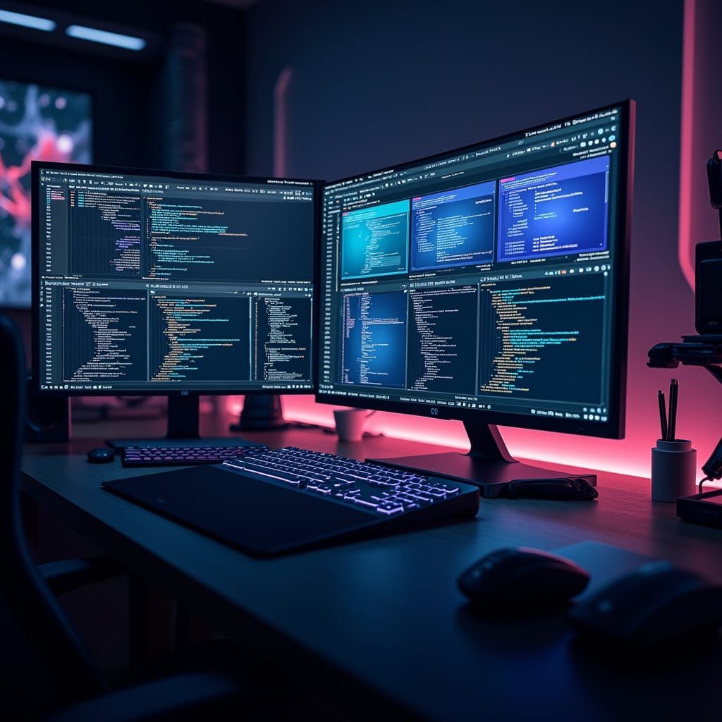 Futuristic Developer Workstation with React Demo Environment