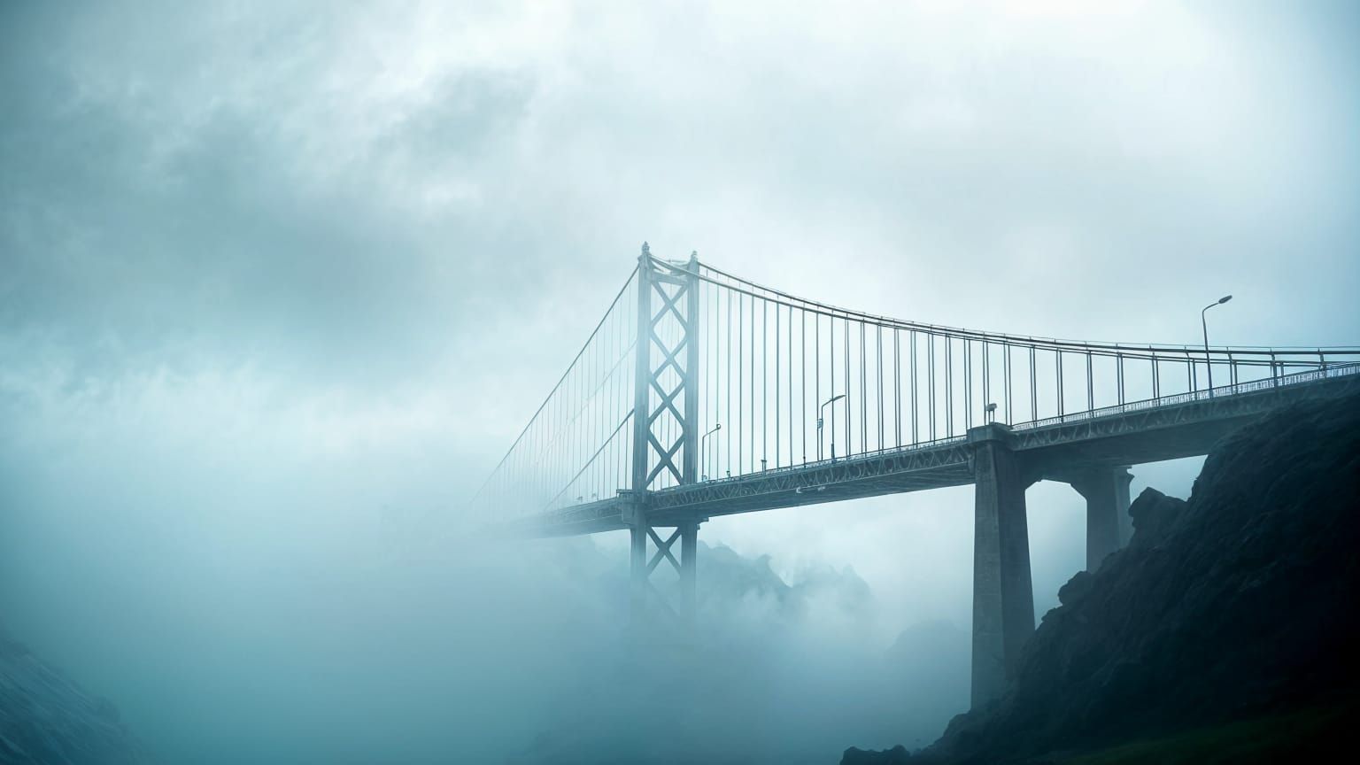 Surreal Bridge Extends into Eerie Fog in a Rafael Santi Art ...