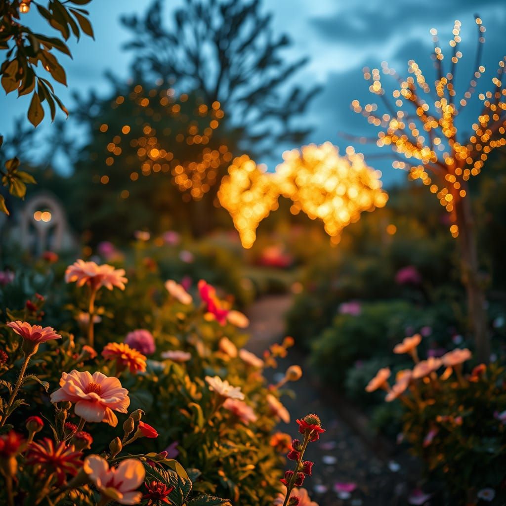 Enchanted English Garden at Dusk