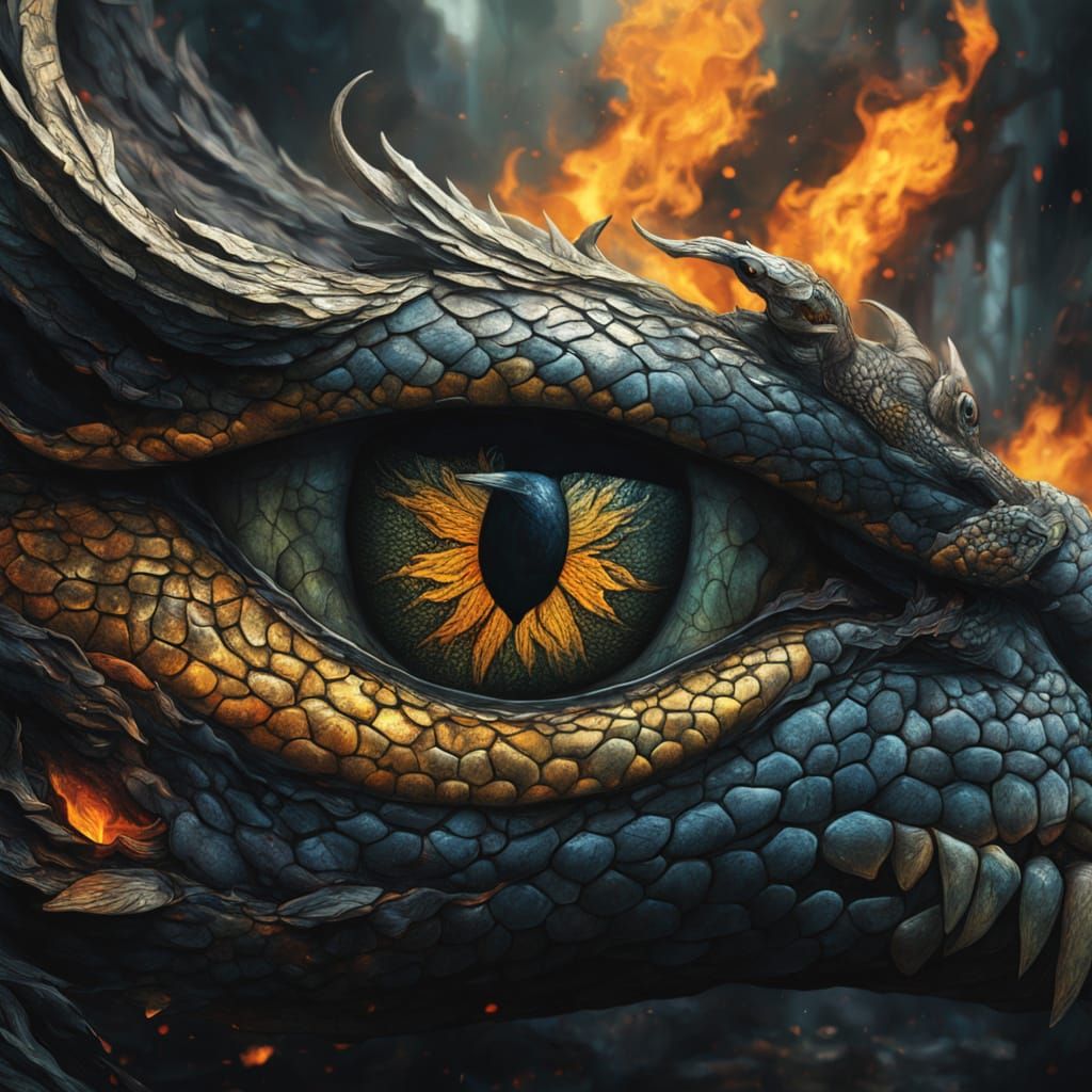 A Serpent's Eye Reflects Epic Battle Between Angel and Demon