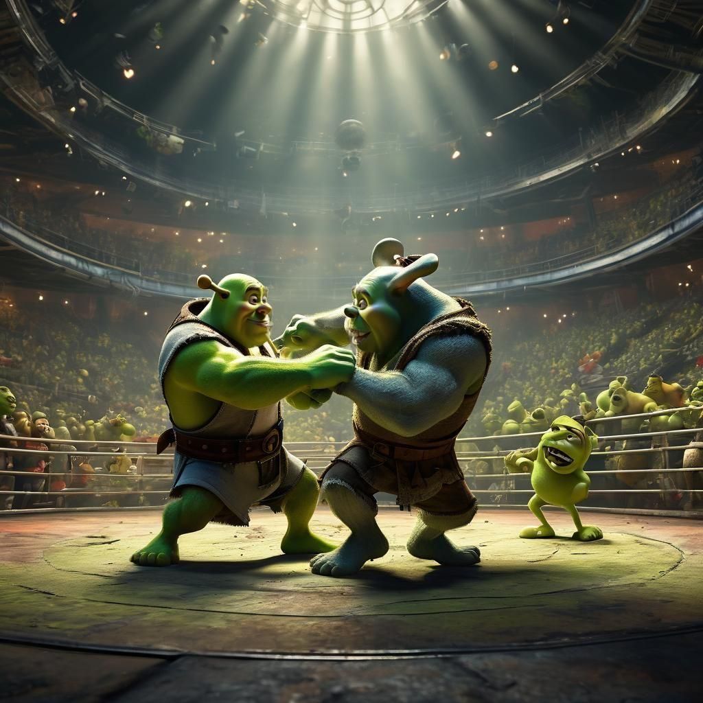 Mickey Mouse Versus Shrek: 3D Digital Art