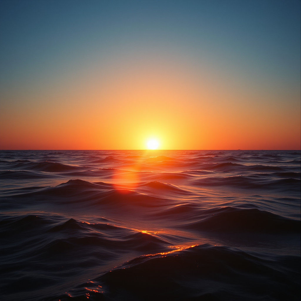 Golden Sunrise Over Ocean Waves: Cinematic Film Still