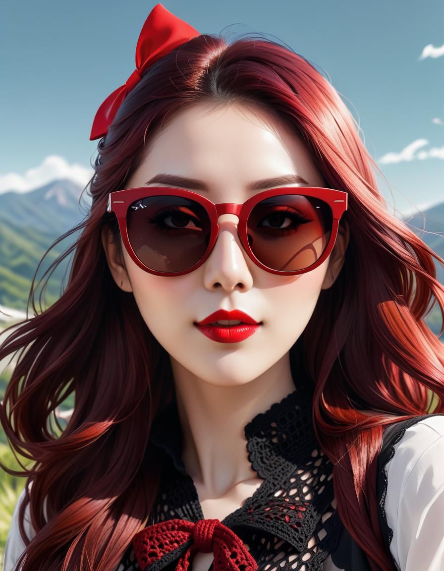Attractive Woman in Sunglasses, Manga Style