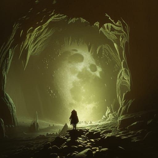 Moon Elf Island Cavern Entrance in Horror Style