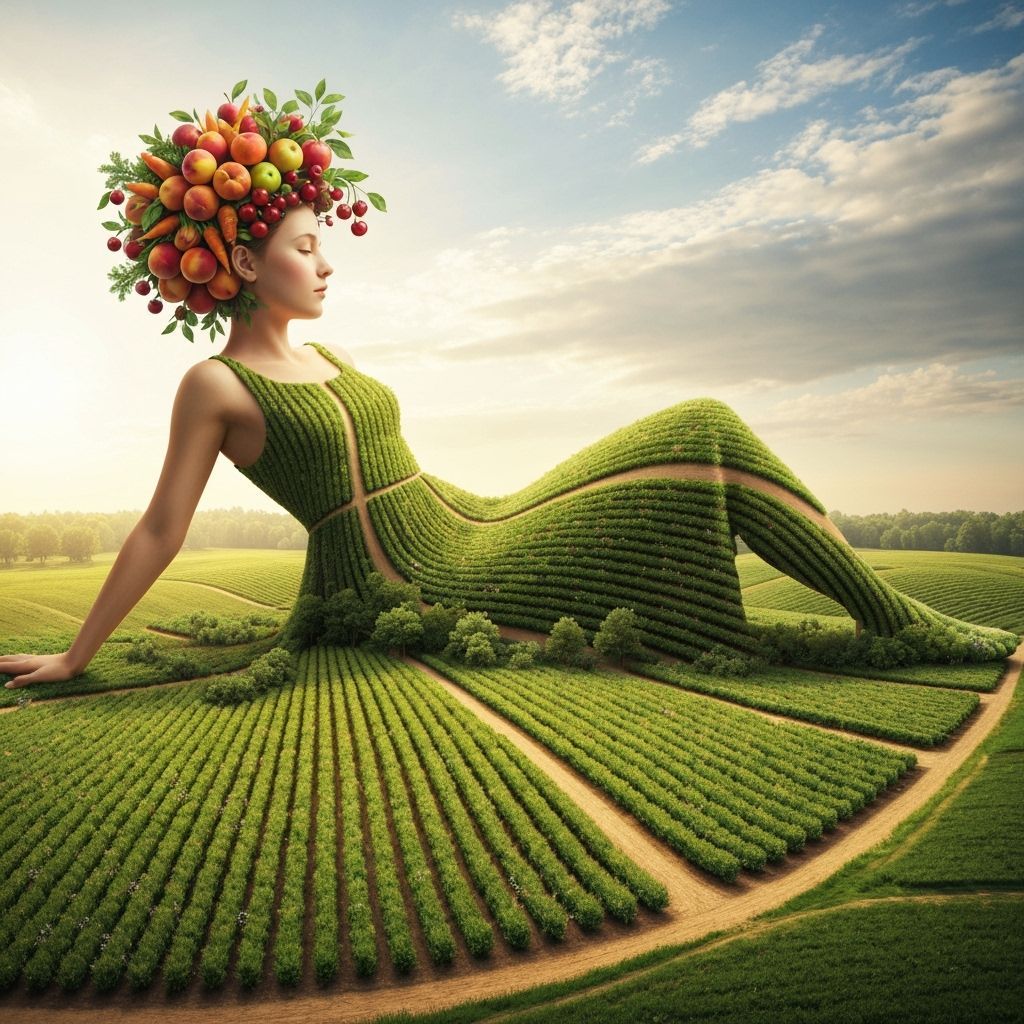 Surreal Landscape Dress with Farm Stand Details