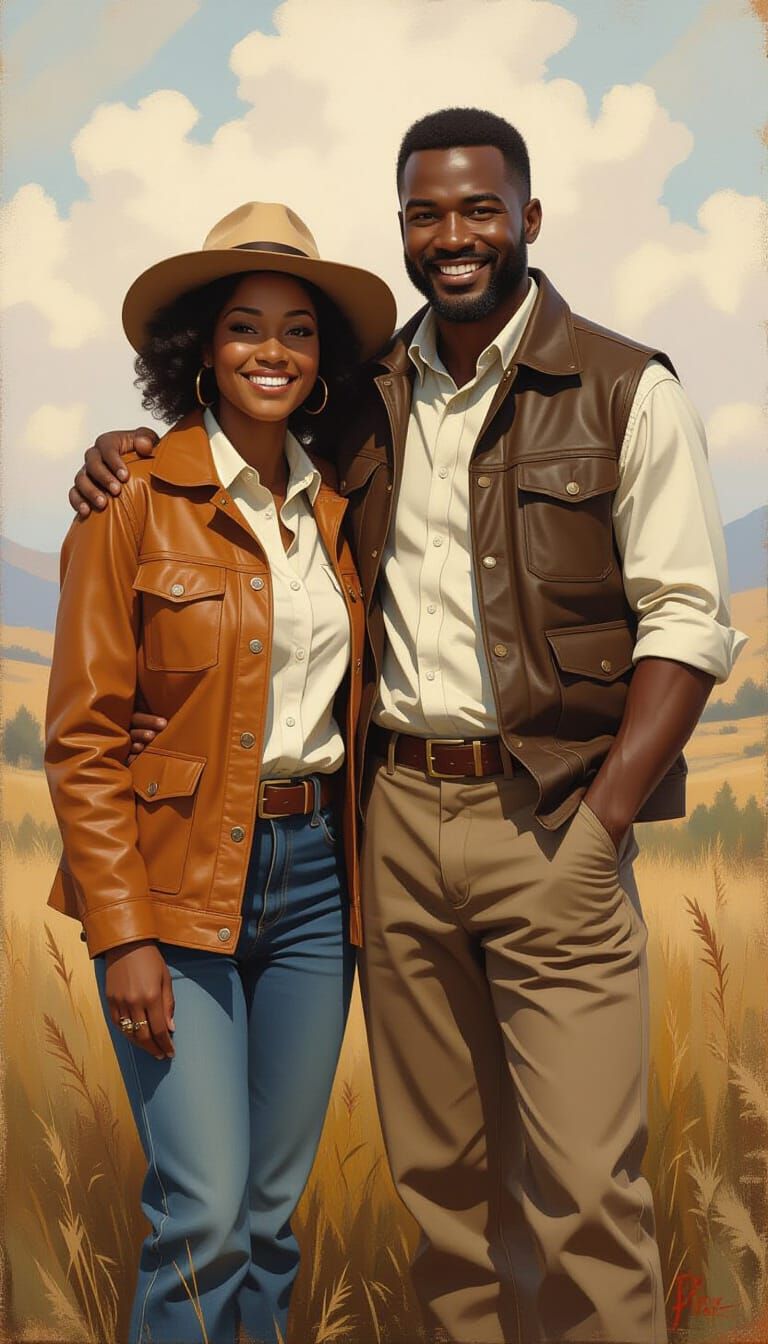 Friends United in Nature: Earthy Tones and Textured Brushstr...