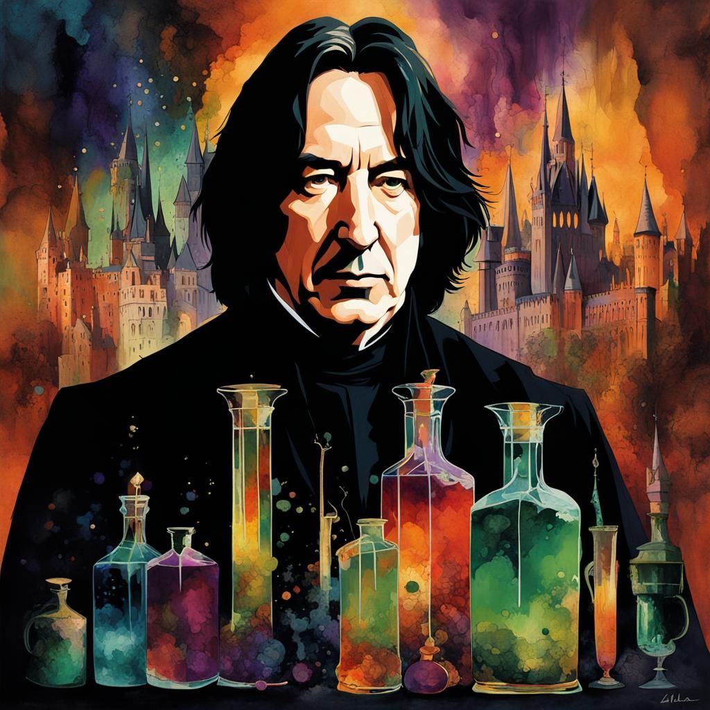 Snape Portrait in Alcohol Ink Style