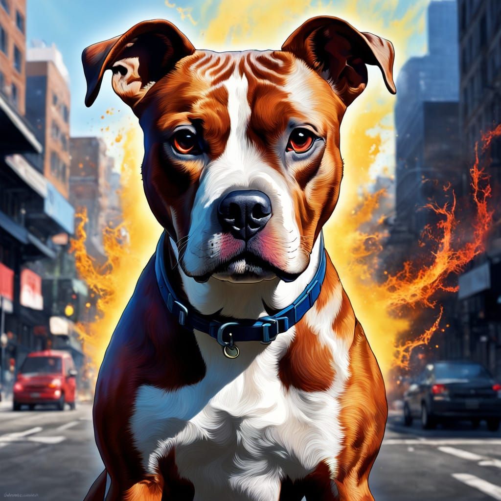 Vibrant American Staffordshire Terrier in a Dynamic Dispersi...