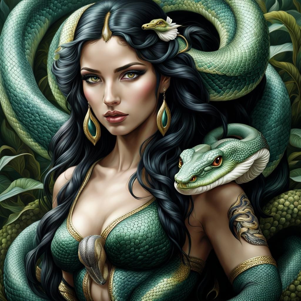 Detailed Painting of Mythical Lamia Creature