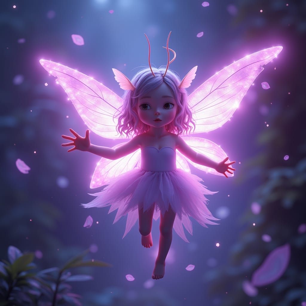 Ethereal Pixie Radiating Magical Purple Energy